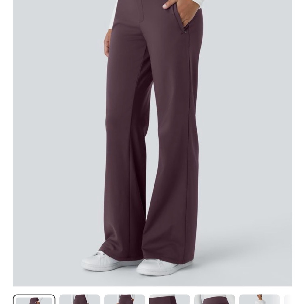 Halara Flex Day Stretch Mid Rise Side Zipper Pocket Work Flare Pants -Small Tall